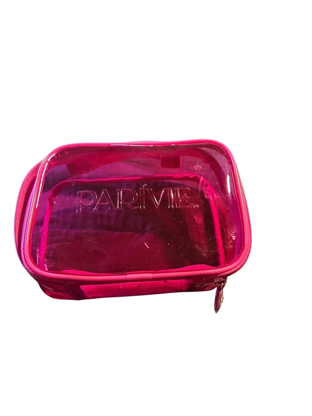 Parivè Hot Pink Clear Cosmetic Pouch with 5 products